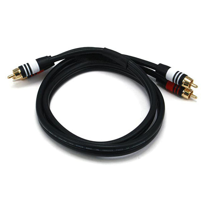 6ft Premium 2 RCA Plug/2 RCA Plug M/M 22AWG Cable - Black