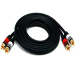 12ft Premium 2 RCA Plug/2 RCA Plug M/M 22AWG Cable - Black